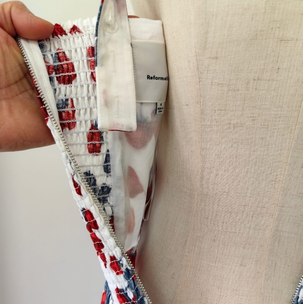 Reformation Balia Linen Dress In Strawberry Jam - Picture 14 of 15